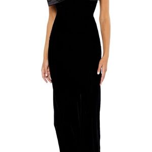 Womens Velvet Bow Elegant Black Evening Gown MAKE AN OFFER